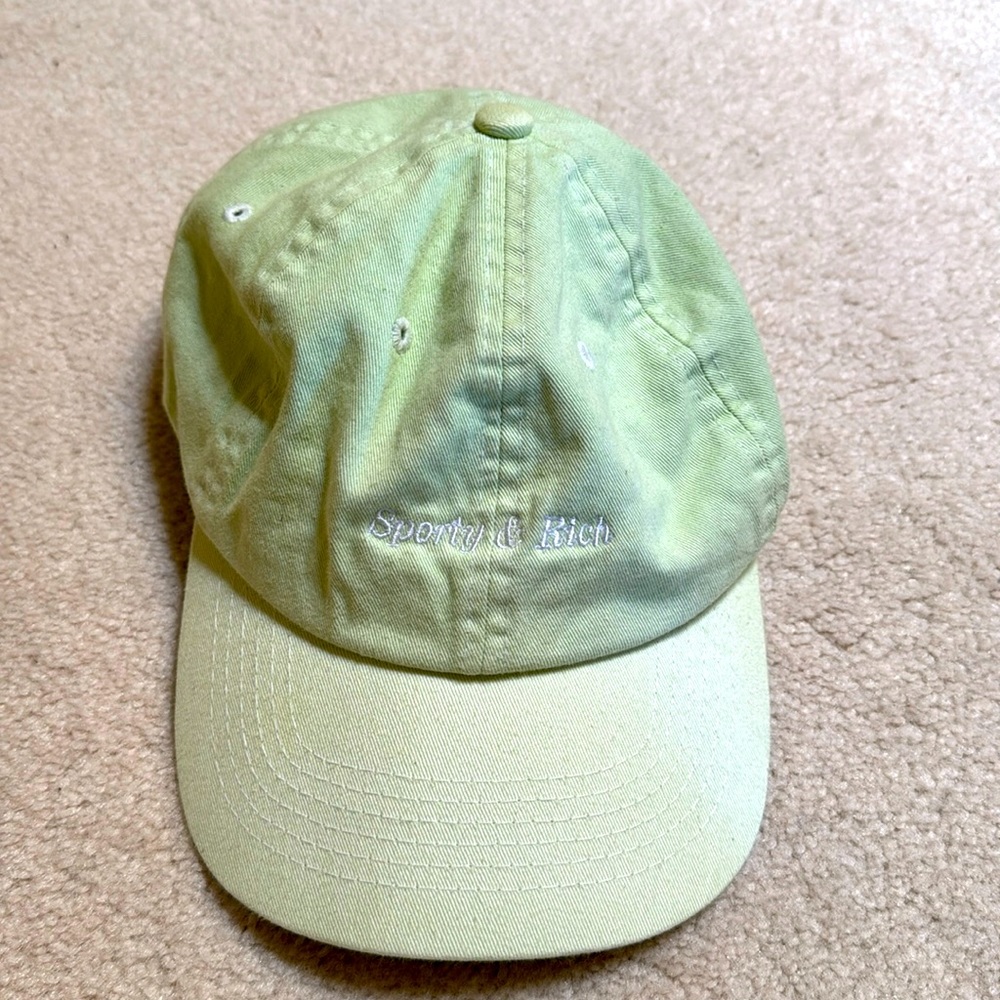 Sporty & Rich light lime green adjustable canvas hat